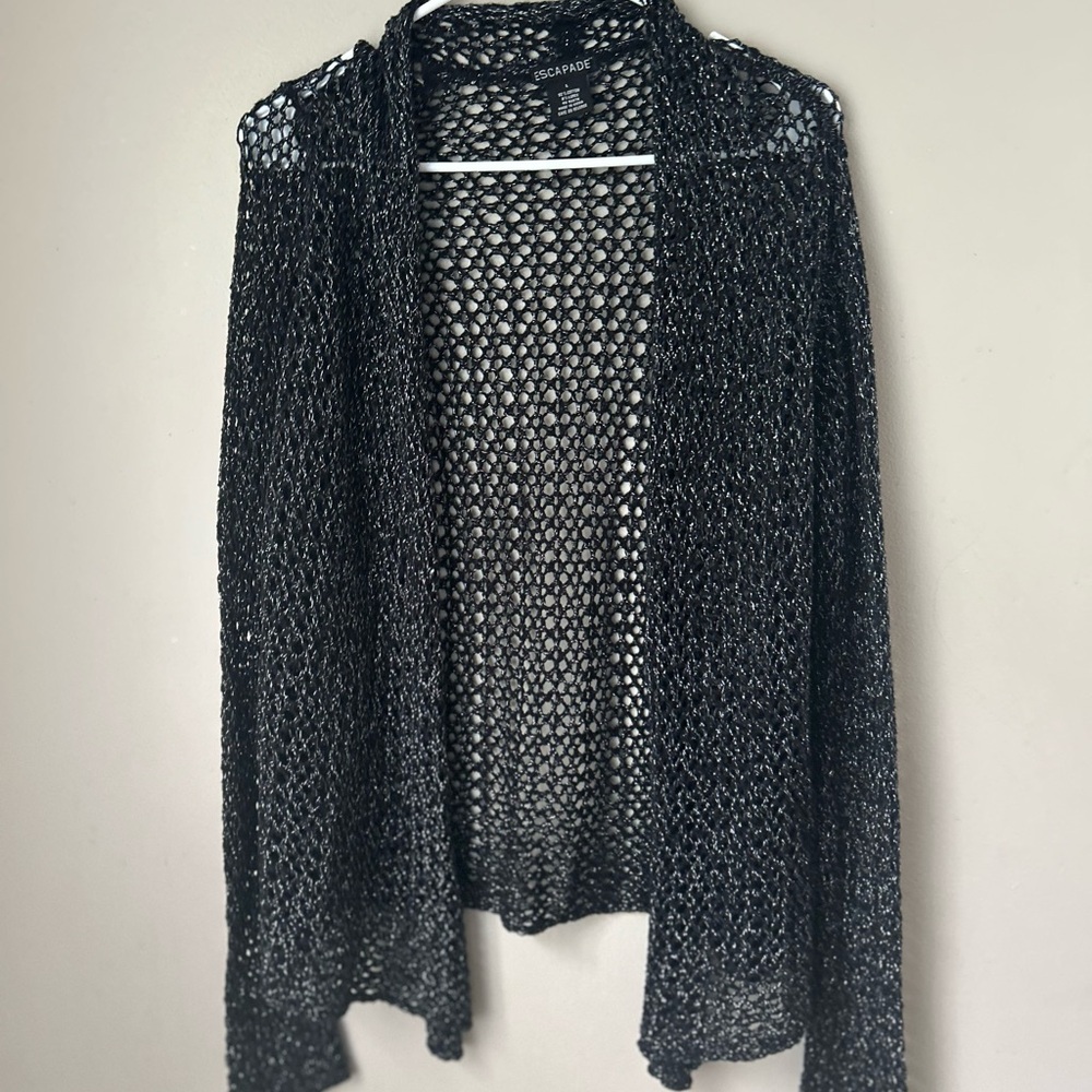 Whismigoth Grunge Women's Crochet Open Cardigan‎ Sweater Size L